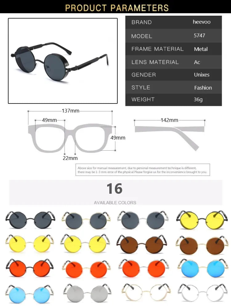 Óculos de Sol Steampunk de metal - design vintage unissex
