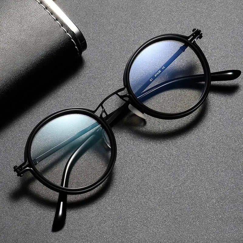 óculos de leitura para computador miopia redondo vintage anti luz azul armação de metal