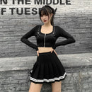 Saia Plissada Xadrez Estilo Harajuku Feminina