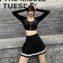 Saia Plissada Xadrez Estilo Harajuku Feminina