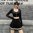 Saia Plissada Xadrez Estilo Harajuku Feminina