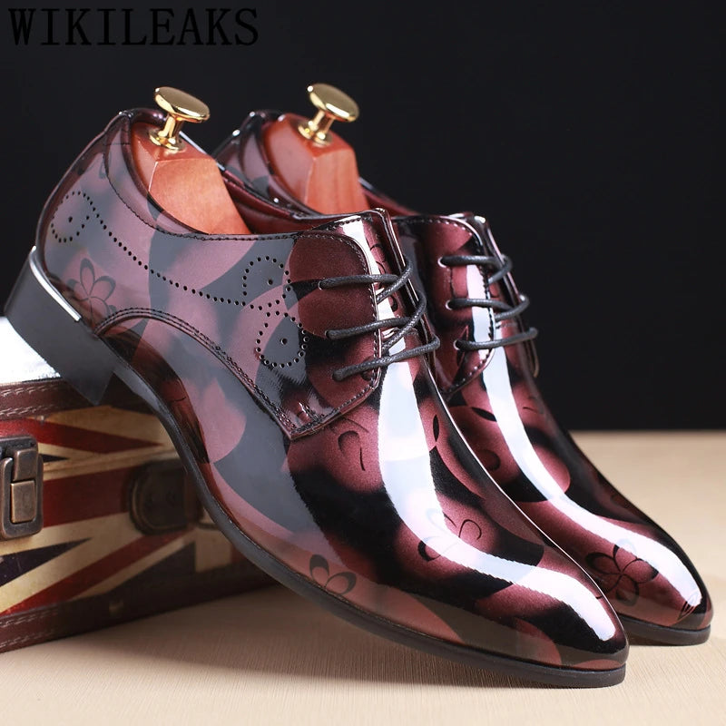 Sapatos Oxford Floral Brilhante Luxuoso - Tamanho até 50