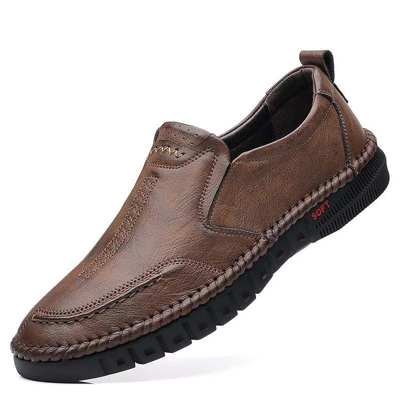 Sapato de couro masculino mocassins casual respirável confortável - PU