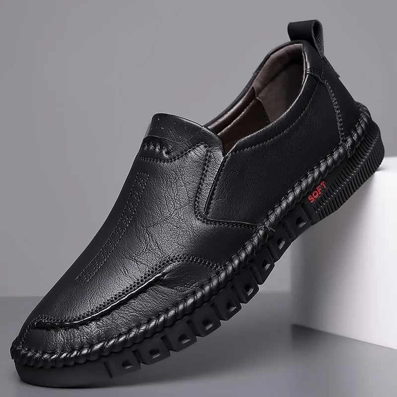 Sapato de couro masculino mocassins casual respirável confortável - PU