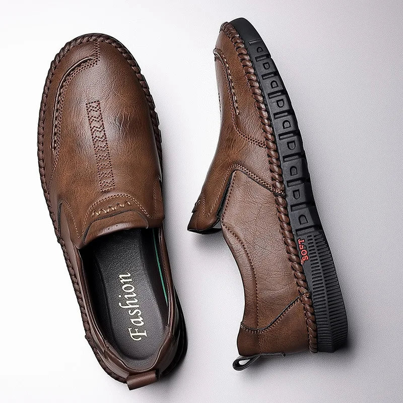 Sapato de couro masculino mocassins casual respirável confortável - PU