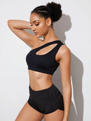 Top Fitness Push Up Ombro Único Feminino