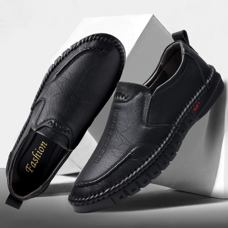 Sapato de couro masculino mocassins casual respirável confortável - PU