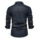 Camisa Jeans Manga Longa Slim Masculina