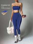 Conjunto Fitness Top Faixa e Legging Cintura Alta Feminino