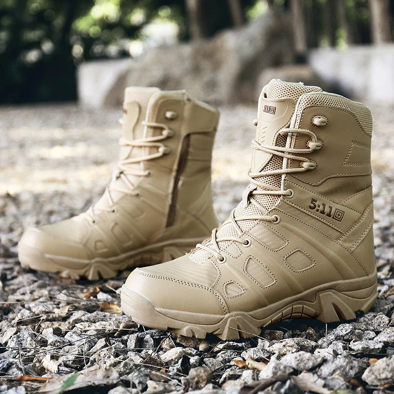 Bota impermeável militar, trabalho tático, escalada, trilha, zíper lateral