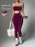 Conjunto Fitness Top Faixa e Legging Cintura Alta Feminino