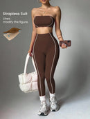Conjunto Fitness Top Faixa e Legging Cintura Alta Feminino