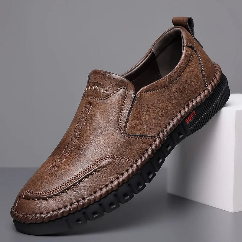 Sapato de couro masculino mocassins casual respirável confortável - PU