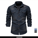 Camisa Jeans Manga Longa Slim Masculina