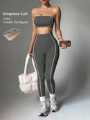 Conjunto Fitness Top Faixa e Legging Cintura Alta Feminino