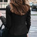 Jaqueta Clássica Couro Sintético Slim Fit Mulheres Moto Biker