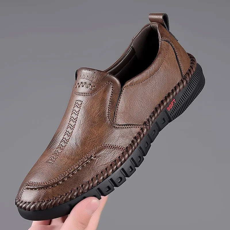 Sapato de couro masculino mocassins casual respirável confortável - PU