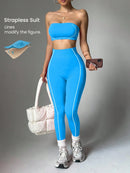 Conjunto Fitness Top Faixa e Legging Cintura Alta Feminino