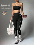 Conjunto Fitness Top Faixa e Legging Cintura Alta Feminino
