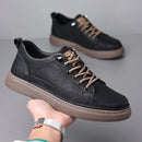 Sapatênis casual masculino de couro genuíno italiano, sapatos oxford com cadarço