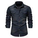 Camisa Jeans Manga Longa Slim Masculina