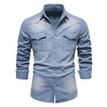 Camisa Jeans Manga Longa Slim Masculina