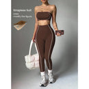 Conjunto Fitness Top Faixa e Legging Cintura Alta Feminino
