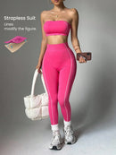 Conjunto Fitness Top Faixa e Legging Cintura Alta Feminino