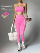 Conjunto Fitness Top Faixa e Legging Cintura Alta Feminino