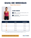 Guia de medidas da regata: tamanhos S ao XL com busto e comprimento