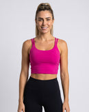Top Costas Nó rosa de frente, com decote arredondado (imagem criada com IA)